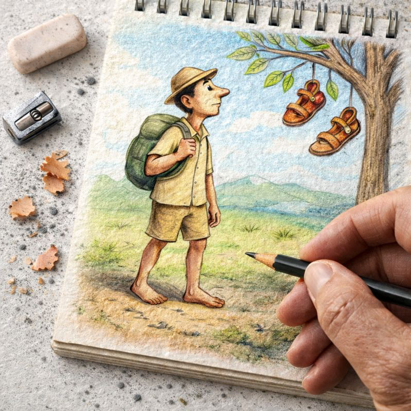 Fraszka 2/23 z tematu Do podróżnika - ilustracja