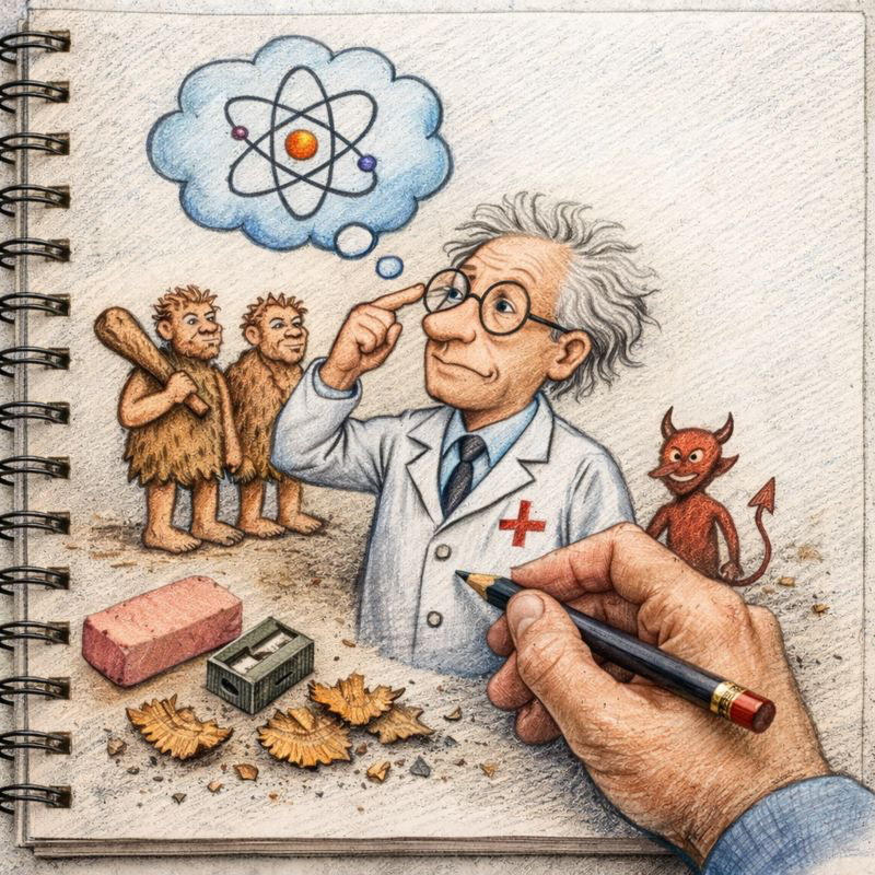 Fraszka 12/67 z tematu O nauce i technice - ilustracja