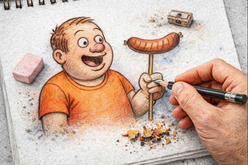 Fraszka 7/46 z tematu O polskich słowach i zdaniach - ilustracja