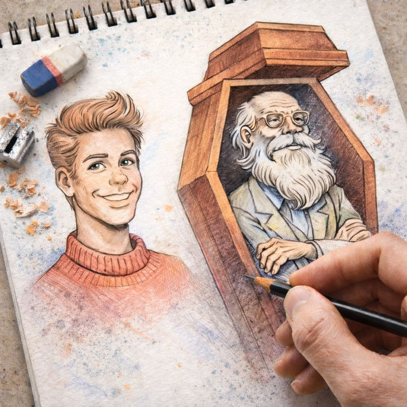 Fraszka 35/80 z tematu O starości - ilustracja