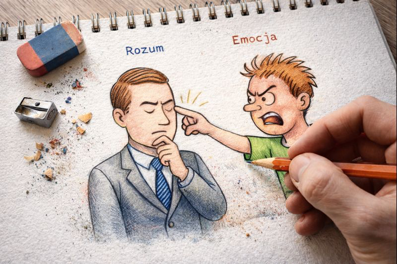 Fraszka 13/16 z tematu O emocjach i panice - ilustracja